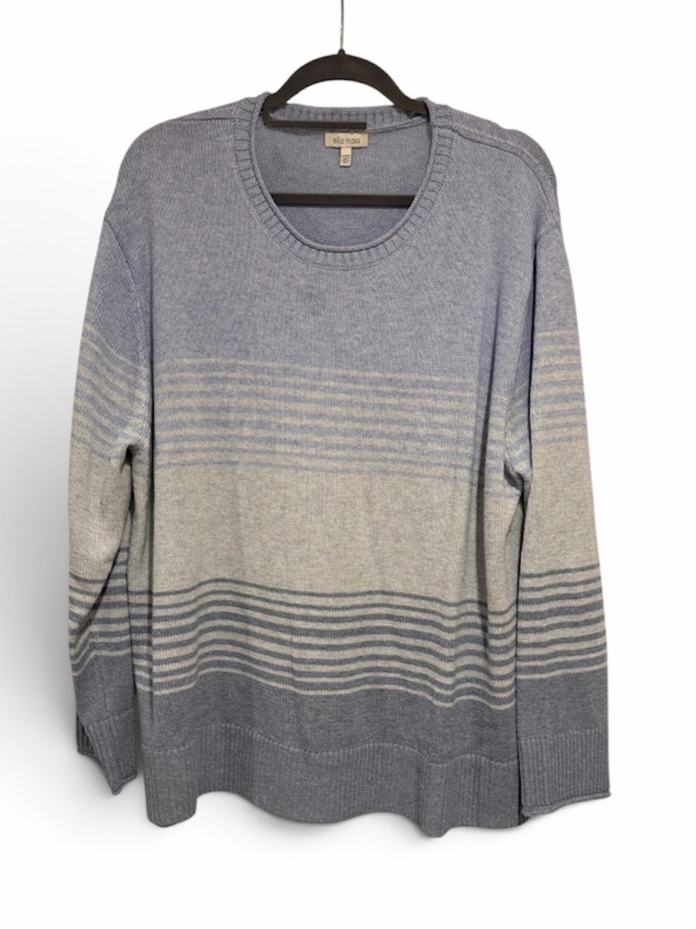Ella Moss Blue Gradient Stripe Crewneck Sweater - Picture 2 of 4